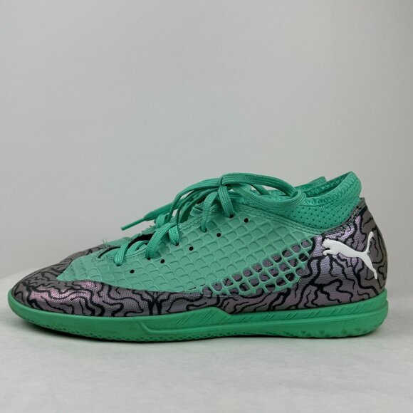 Puma Future 2.4 Artificial Turf Youth Green Silver Soccer Shoes Futsal Size 4.5C - Picture 3 of 11